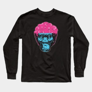 Brain Monkey Chimpanse Long Sleeve T-Shirt